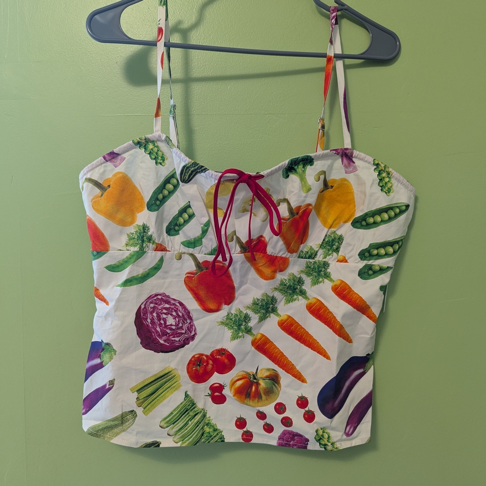 Lisa Says Gah Vibrant Vegetable Print Tank Top